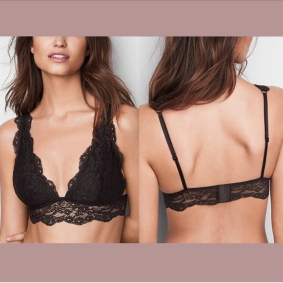 NEW $35 Victorias Secret [ Large ] Plunge Lace Bralette in‎ Black #5232 - Picture 1 of 11